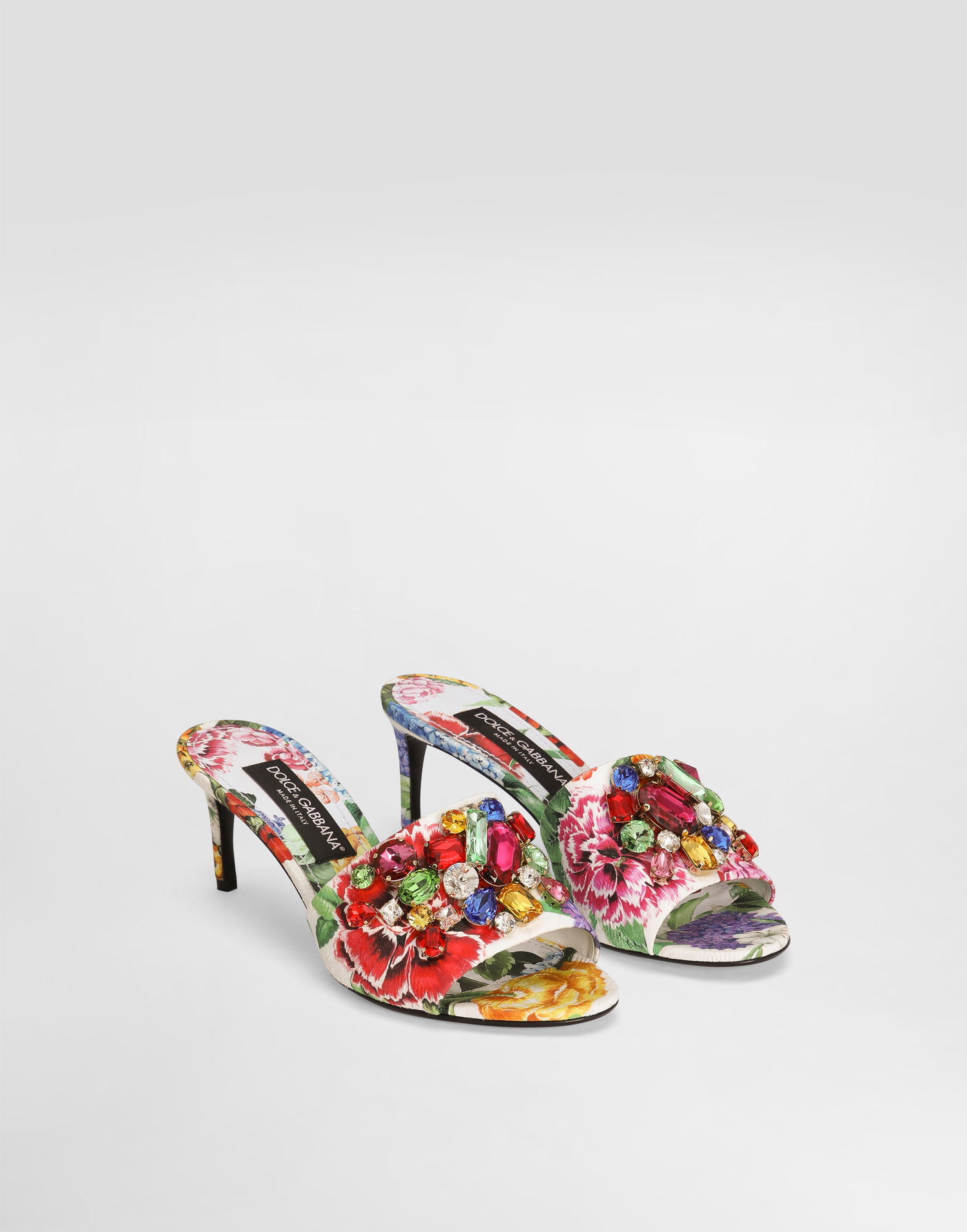 Tilbehør Dolce & Gabbana Dolce & Gabbana Brocade Mules with Jewel Embellishments Flerfarvet | CR1744A6L95HA5KU, 1