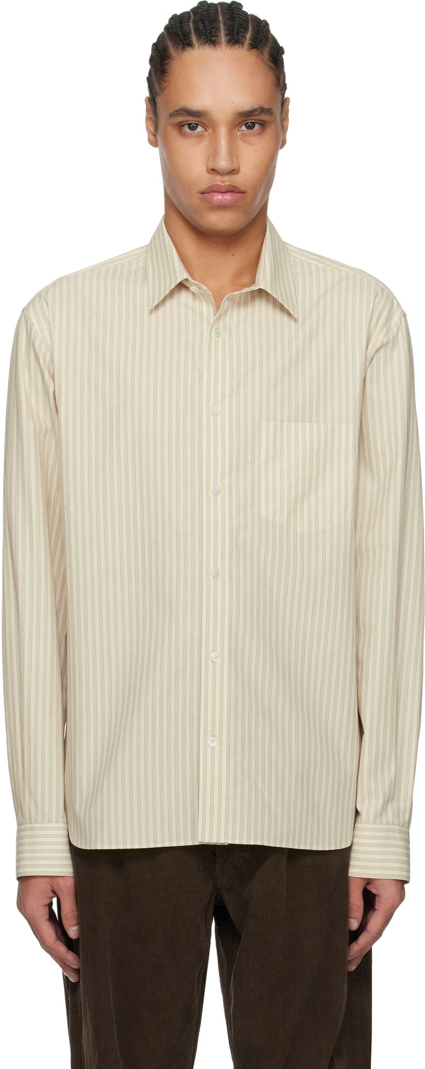 Skjorte The Row The Row Ashford Striped Shirt Beige | 851-W3585