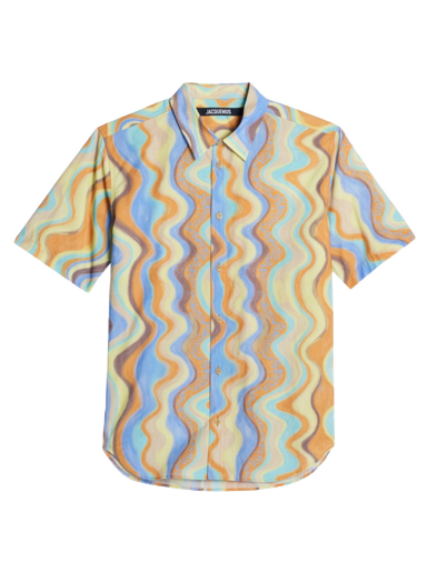 Skjorte Jacquemus Chemise Melo Paisley Sleeve Waves Stripes Grå | 225SH006-1356-3EU
