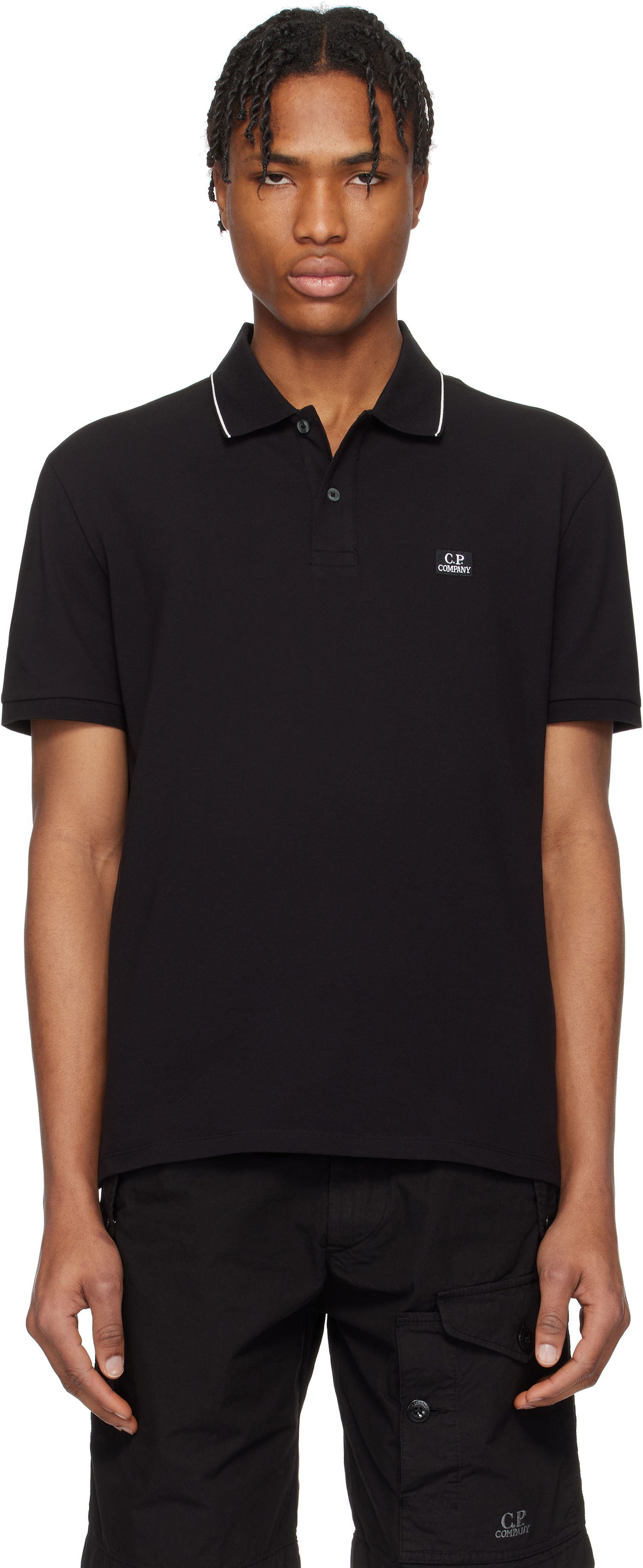 Polo skjorte C.P. Company C.P. Company Stretch Piquet Two-Button Polo Sort | 18CMPL097A005263W, 0