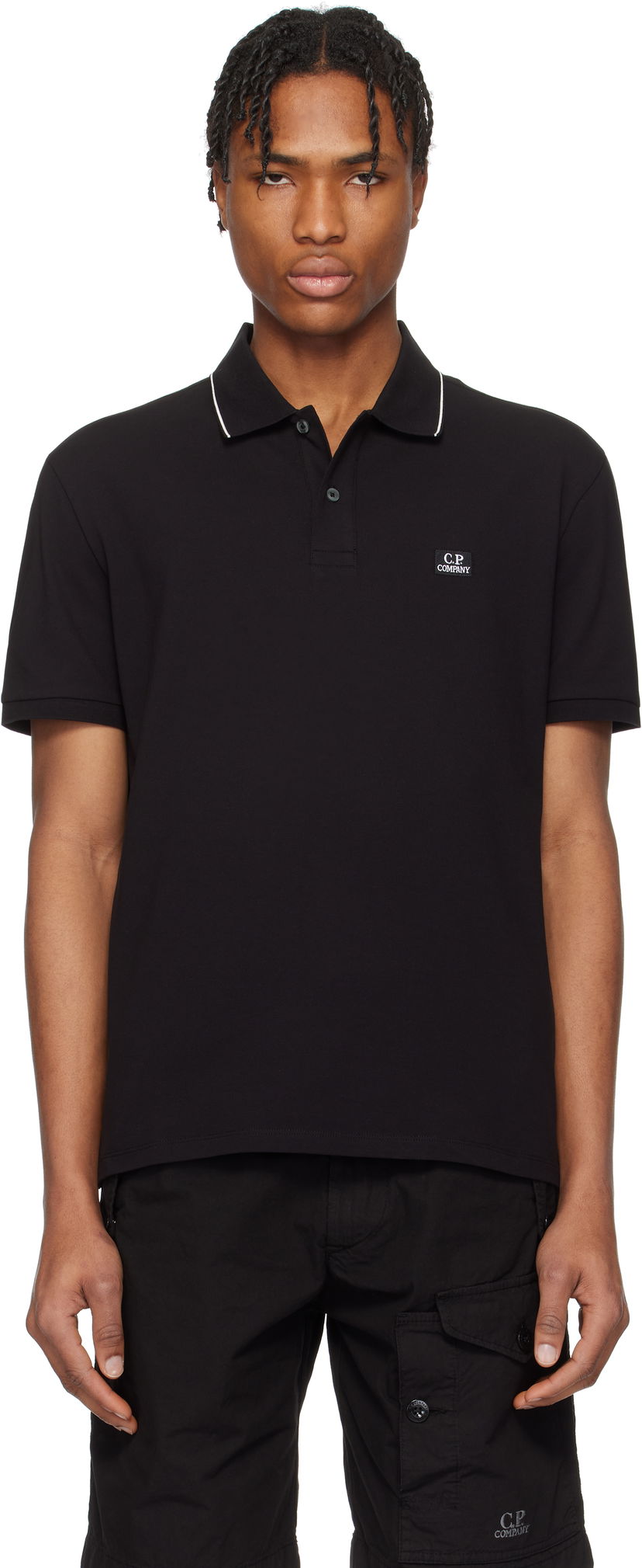 Polo skjorte C.P. Company C.P. Company Stretch Piquet Two-Button Polo Sort | 18CMPL097A005263W