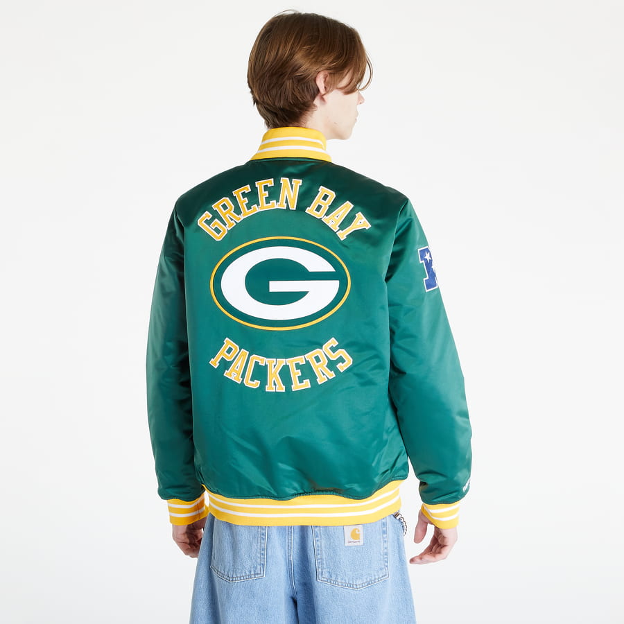 Bomberjakke Mitchell & Ness Heavyweight Satin Jacket Grøn | OJBF3413-GBPYYPPPDKGN, 1