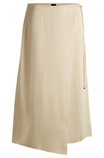 Nederdel BOSS Satin Wrap-Front Midi Skirt Beige | 50538116, 0