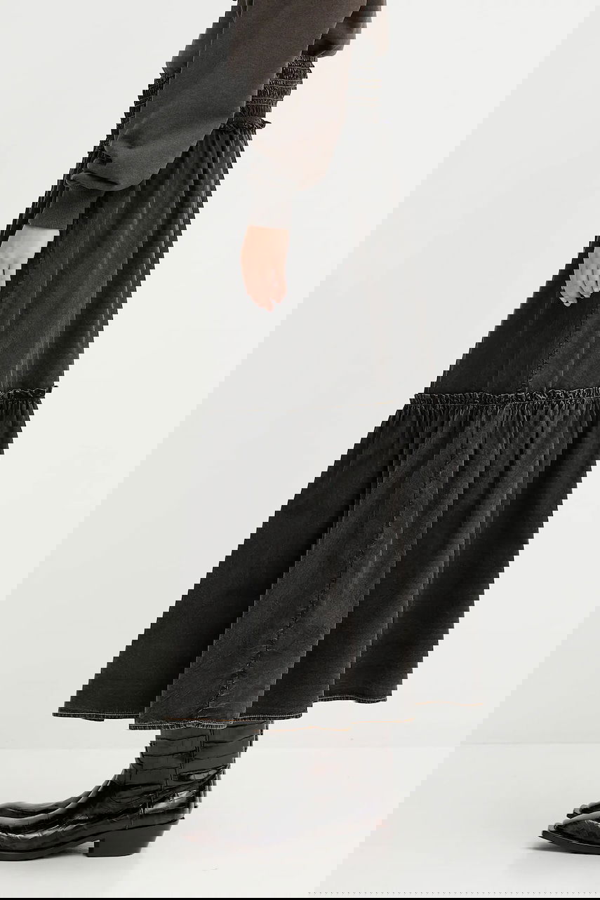 Nederdel GANNI GANNI Garment Dyed Cotton Smock Maxi Skirt Sort | W0877, 1
