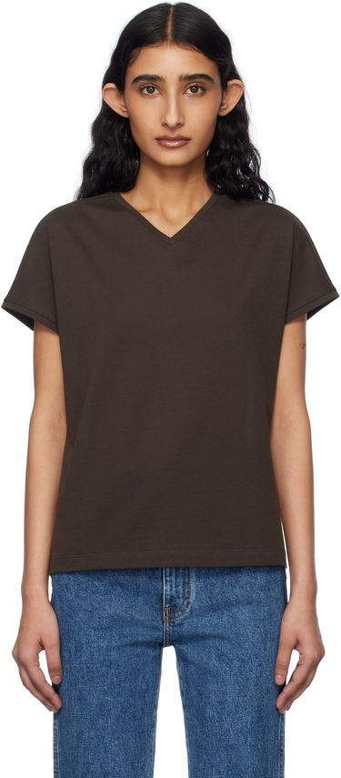 T-shirt Khaite Khaite Devra V-Neck T-Shirt Brun | 2377166, 0