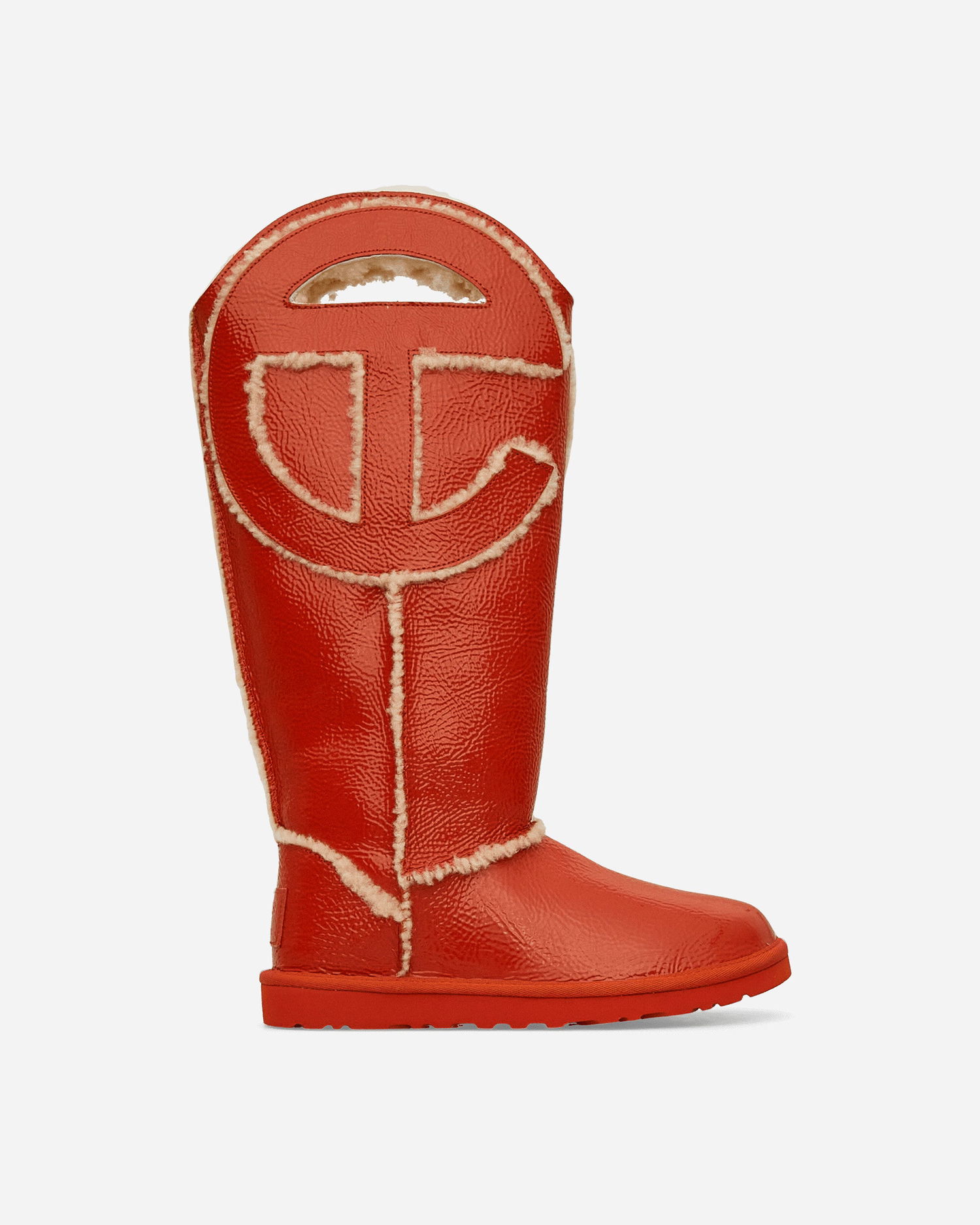 Sneakers og sko UGG Telfar Logo Tall Crinkle Leather Boots Spicy Pumpkin Rød | 1155871 SYP, 0