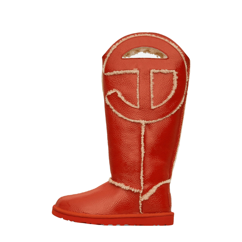 Sneakers og sko UGG Telfar Logo Tall Crinkle Leather Boots Spicy Pumpkin Rød | 1155871 SYP