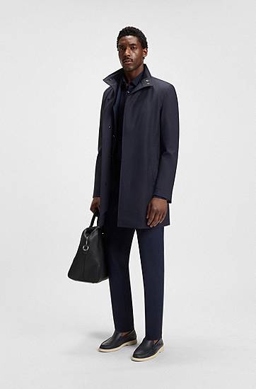 Frakker BOSS Washable Coat with Concealed Closure Mørkeblå | 50546964, 1