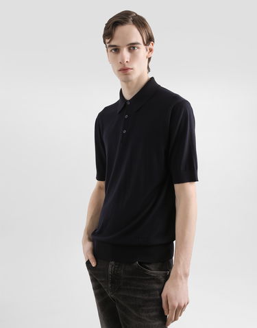 Polo skjorte Dolce & Gabbana Dolce & Gabbana Fine-Gauge Wool Polo Shirt Mørkeblå | GXZ02TJDVBVB0665, 1