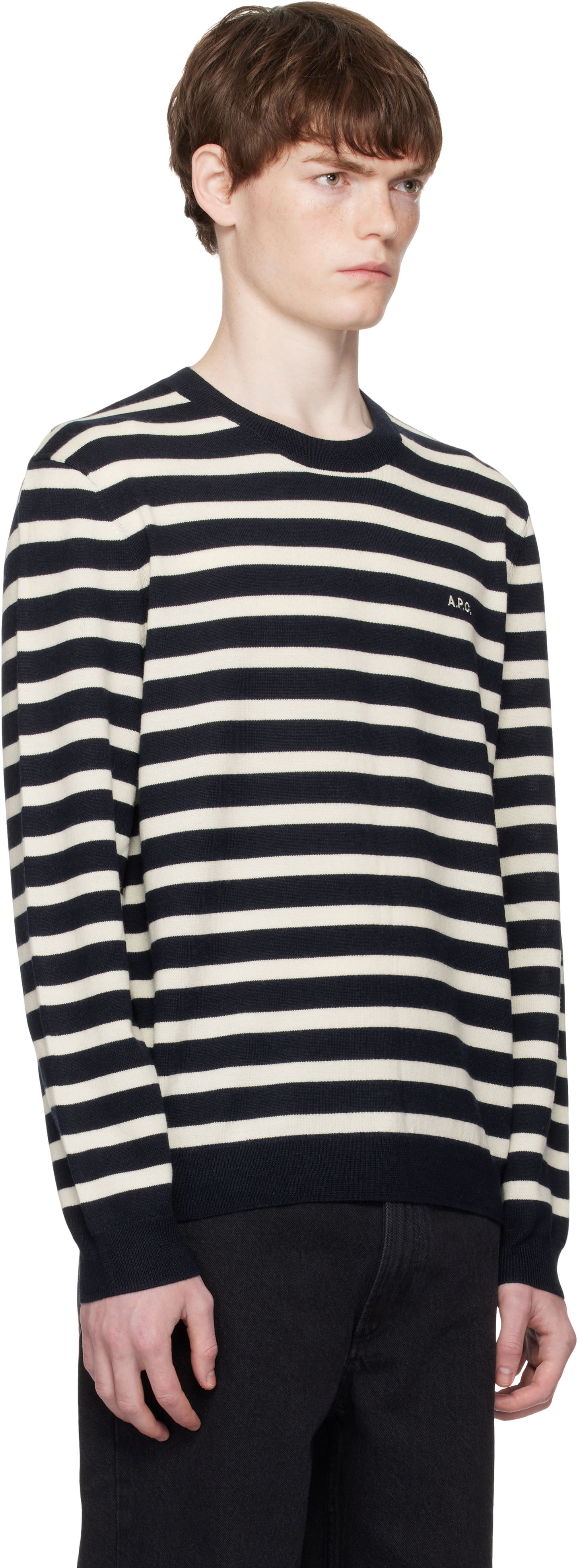 Sweater A.P.C. A.P.C. Matthias Striped Sweater Mørkeblå | WVBEC-H23431, 1