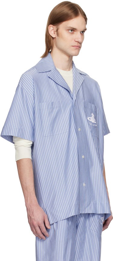 Skjorte Vivienne Westwood Vivienne Westwood Striped Camp Shirt Blå | 2401003H-J009D-, 1