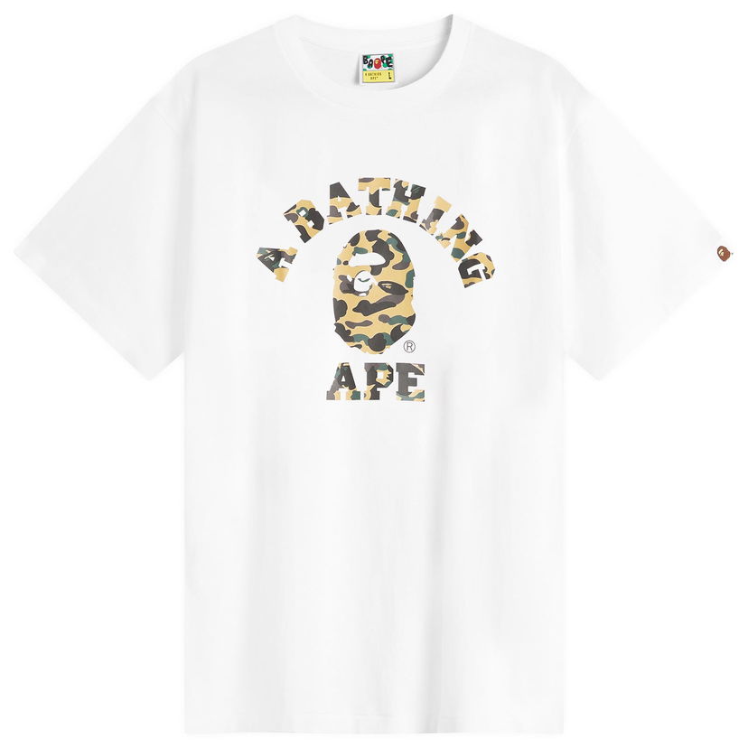 T-shirt BAPE 1St Camo College Tee, Size Medium Hvid | 001TEL301012M-WYL