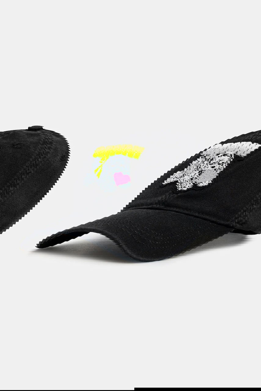 Kasket GANNI Washed Cotton Canvas Puppy Baseball Cap Sort | A6941, 0