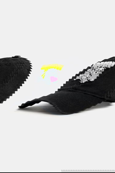 Kasket GANNI Washed Cotton Canvas Puppy Baseball Cap Sort | A6941, 0
