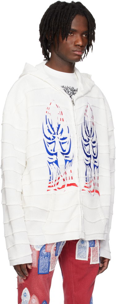 Sweatshirt Who Decides War Who Decides War Winged Glory Wavelength Zip-Up Hoodie Hvid | 1110260001SS25, 1