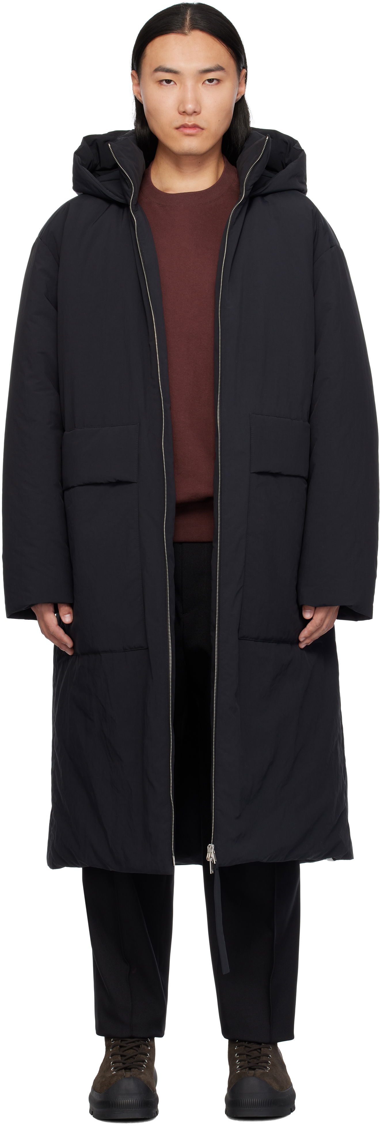 Puffer jakke Jil Sander Hooded Down Coat Sort | J47AF0144_J70008, 0
