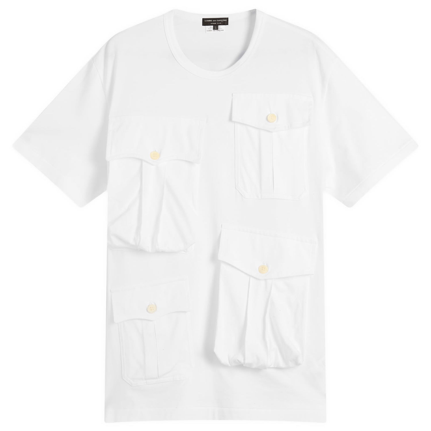 T-shirt Comme des Garçons Homme Plus Multi Pocket T-Shirt, Size Large Hvid | PP-T005-W25-2, 0