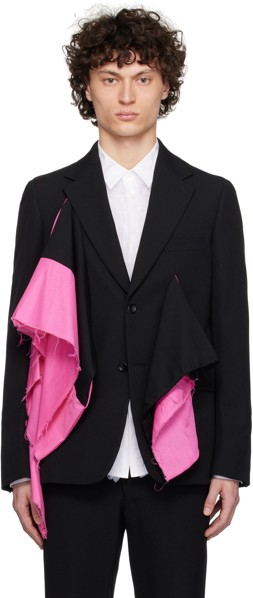 Jakke Comme des Garçons Comme des Garçons Homme Plus Gabardine Blazer with Draped Detail Sort | PO-J054-051