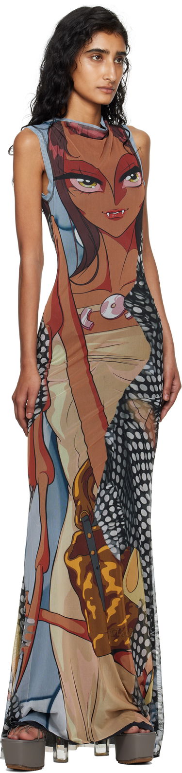 Kjole Ottolinger Ottolinger Printed Mesh Maxi Dress Flerfarvet | 101-500301-04, 3