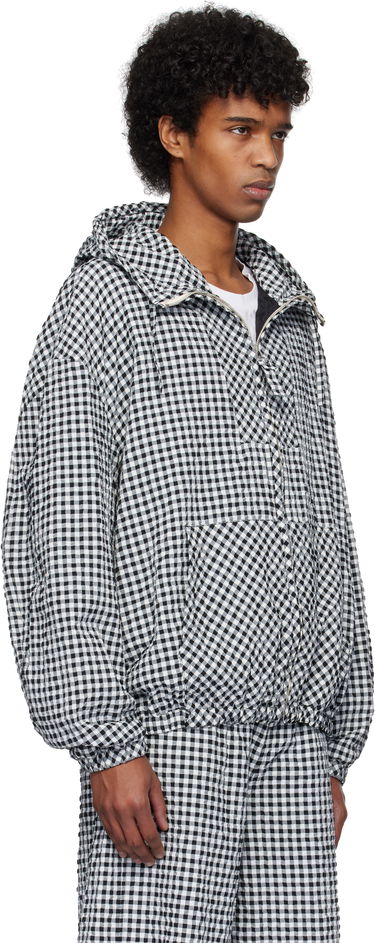 Vindjakke Marni Marni Gingham Seersucker Hooded Jacket Blå | JUMU0179SU UTN929, 4