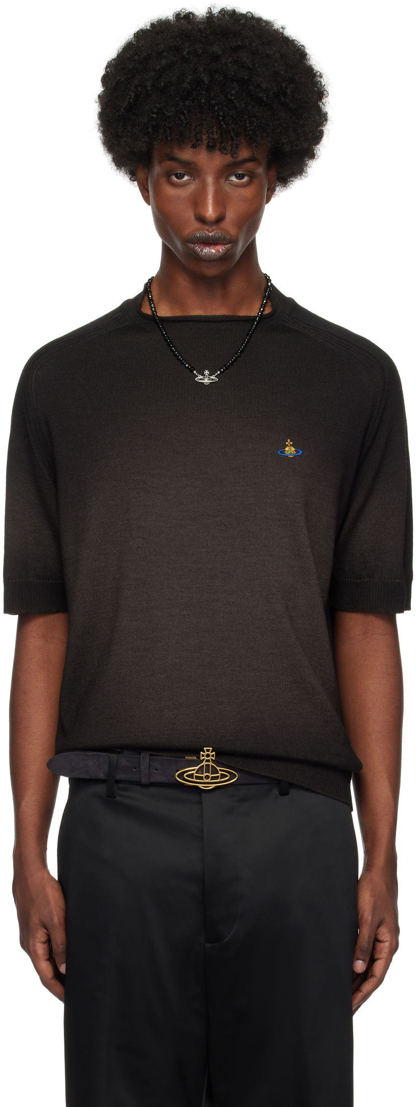 T-shirt Vivienne Westwood T-shirt Embroidered Logo Brun | 2701001S-Y002V-