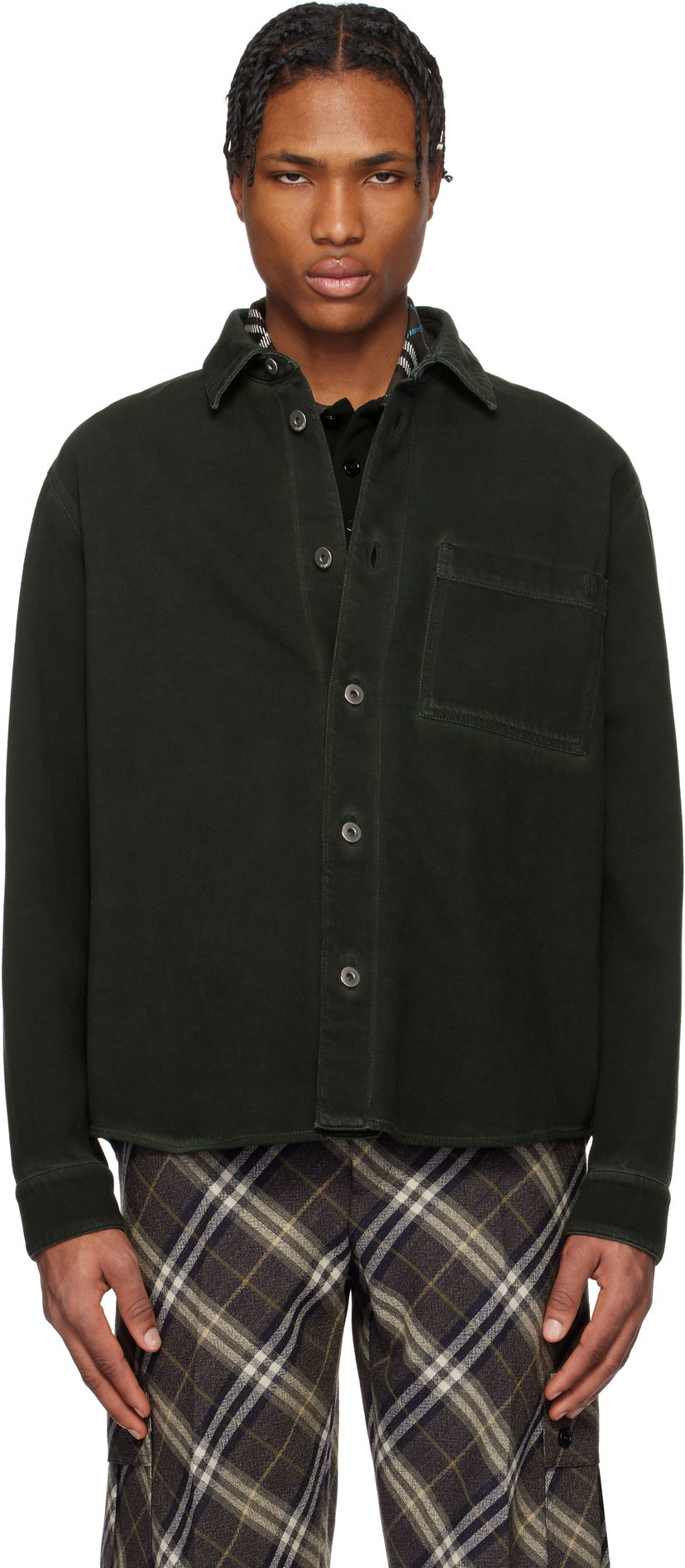 Skjorte Burberry Burberry Garment Dyed Denim Shirt Grøn | 8101259