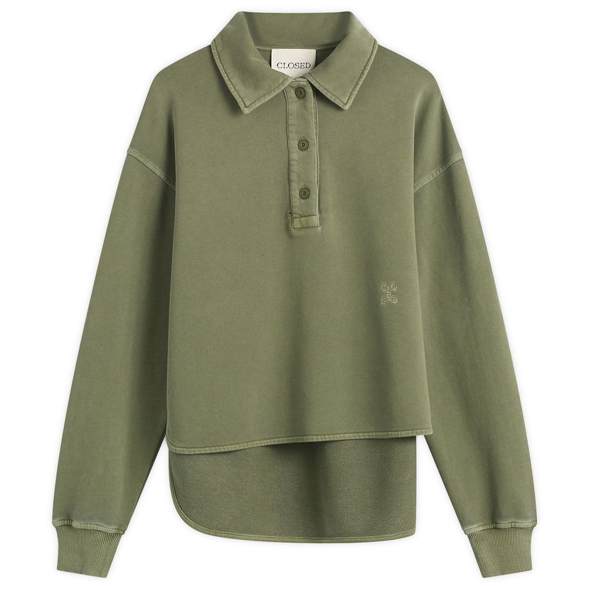 Sweatshirt CLOSED Long Sleeve Polo Sweatshirt with Layered Hem Grøn | C95667-47V-13-657