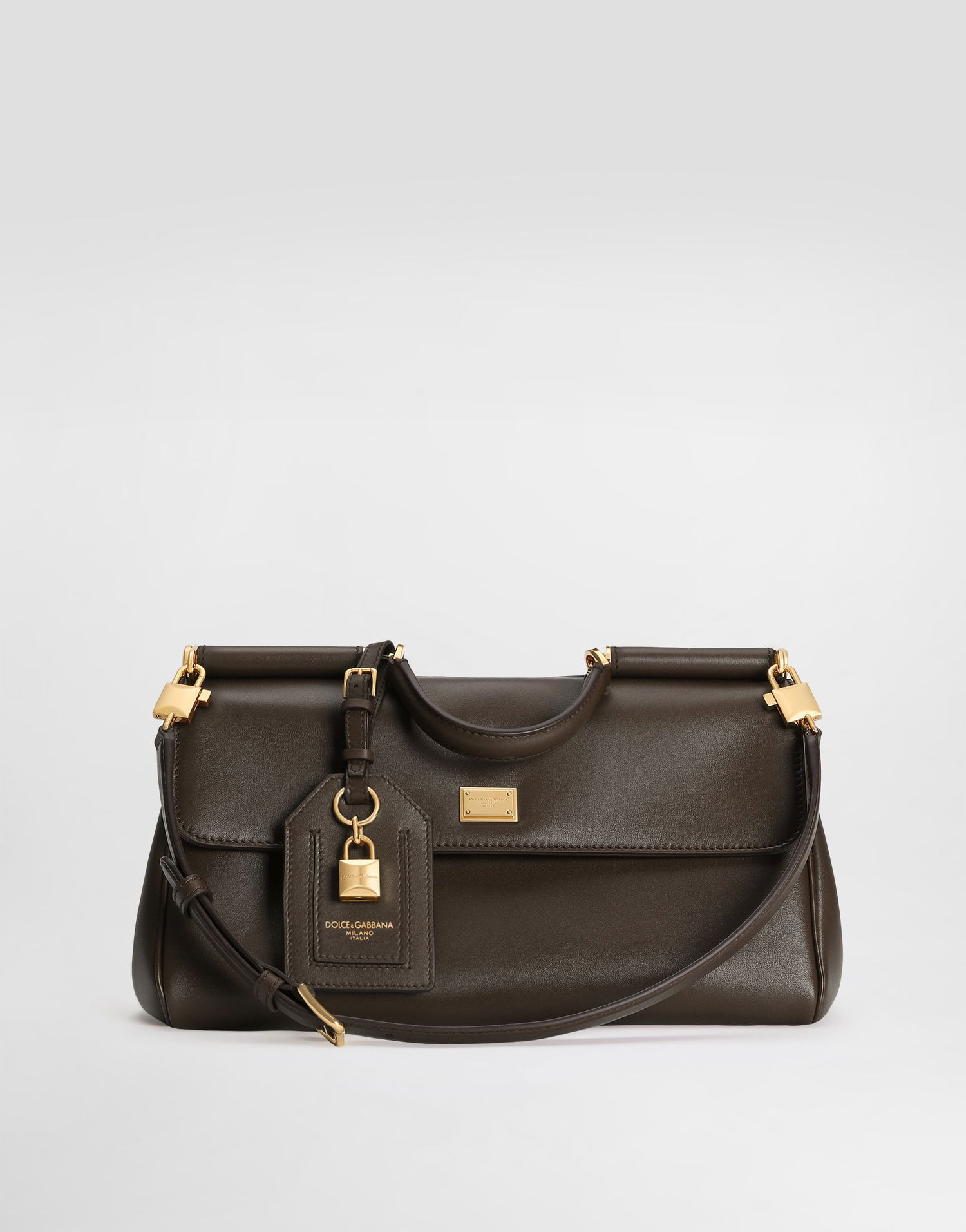 Håndtaske Dolce & Gabbana Dolce & Gabbana My Sicily Leather Handbag Brun | BB7782B732180076, 0