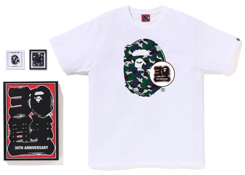T-shirt BAPE BAPE Store Isetan Men's Bape 30th Anniversary Ape Head Tee Set White Hvid | 1J22-110-048