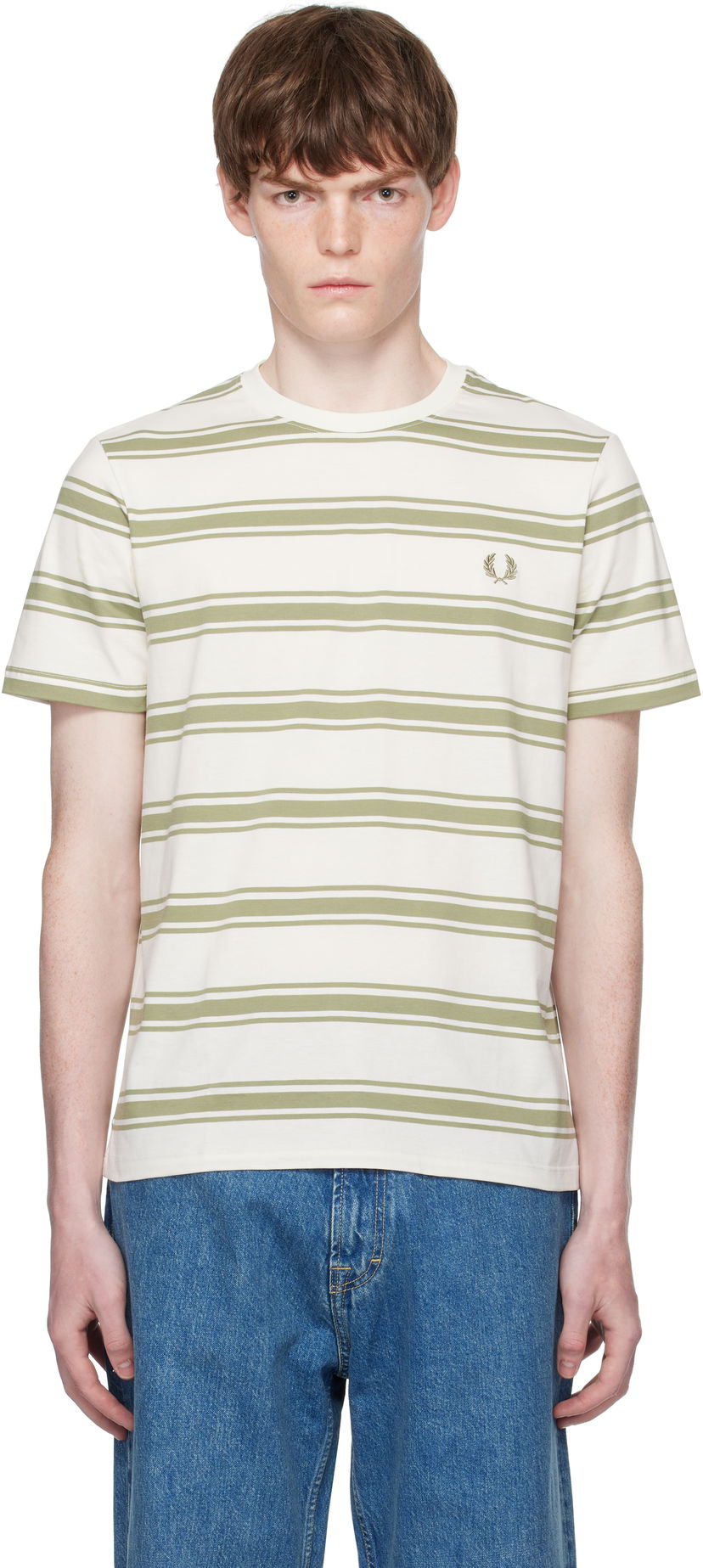 T-shirt Fred Perry Fred Perry Fine Stripe T-Shirt Hvid | M9851
