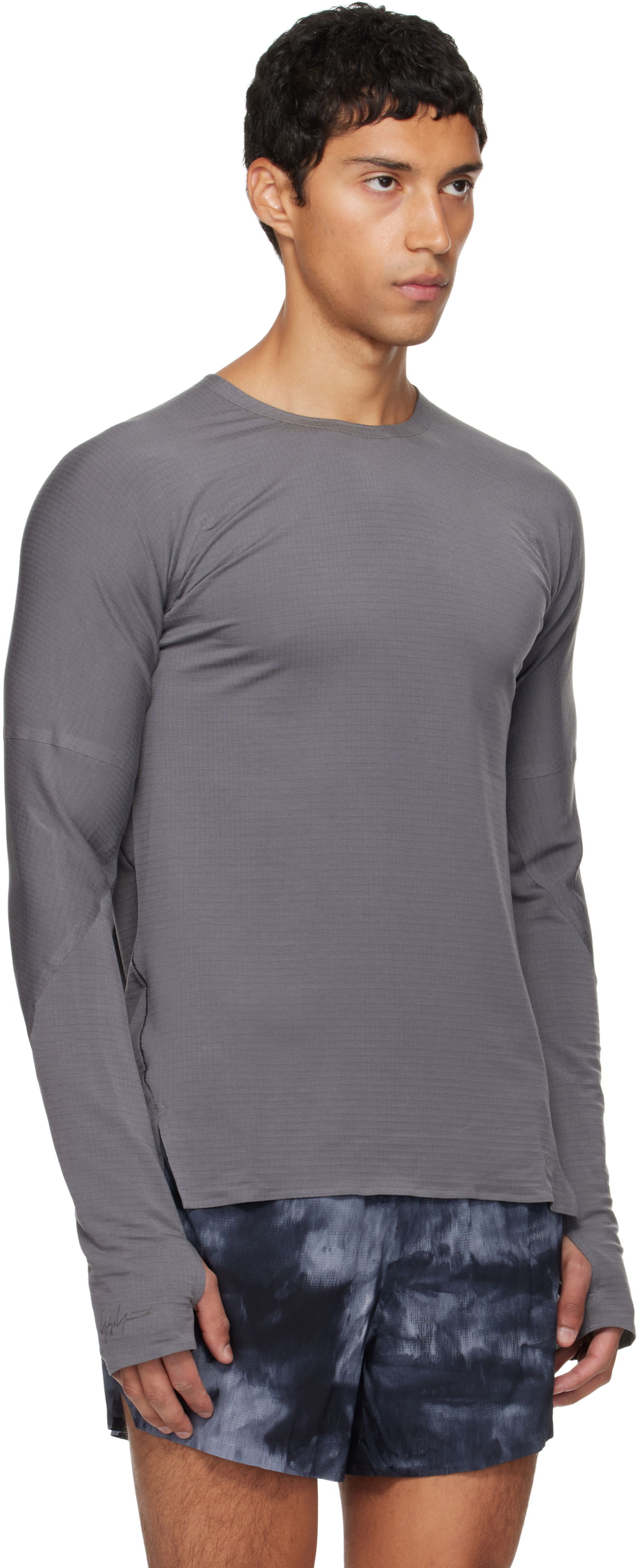 T-shirt Y-3 Y-3 Running Long Sleeve T-Shirt Grå | KB2331, 1