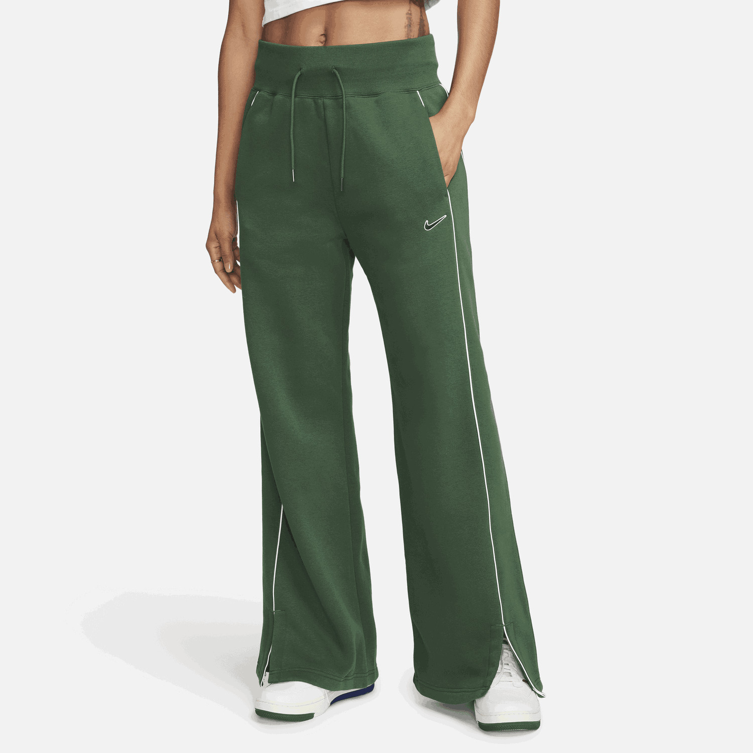 Joggingbukser Nike Sportswear Phoenix Fleece High-Waisted Open-Hem Tracksuit Bottoms Grøn | FV4972-323, 0