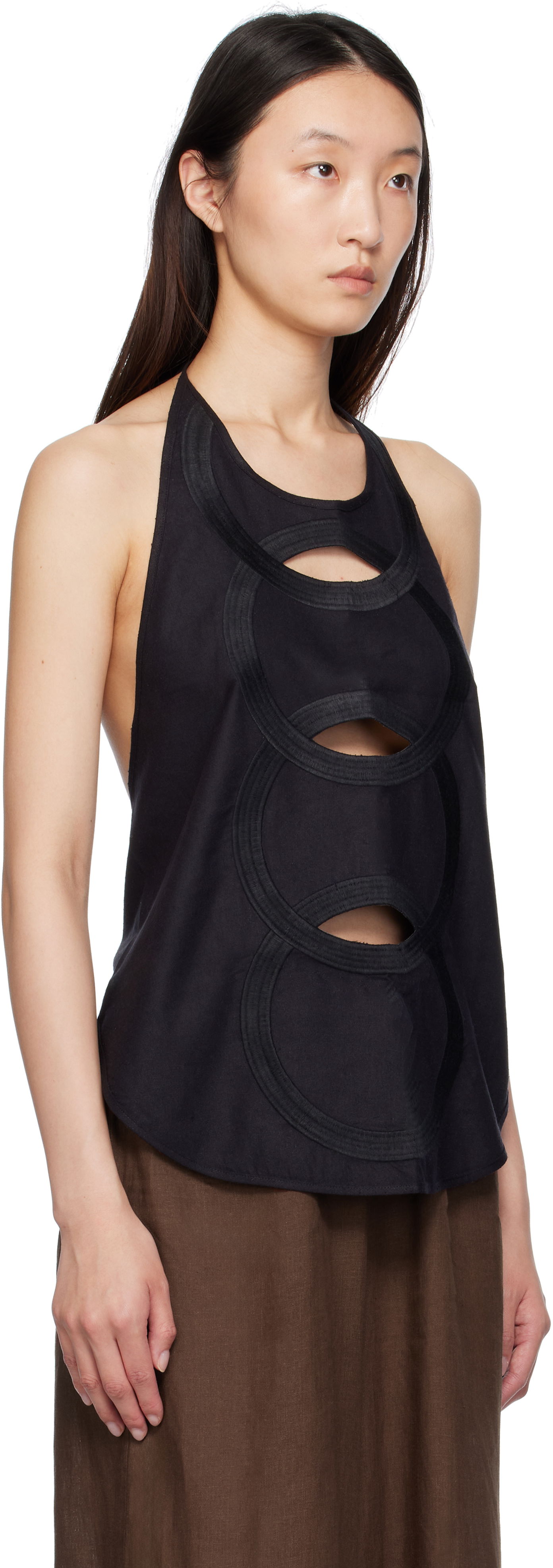 Tanktop Baserange Baserange Halter Neck Cutout Top Sort | TOCHA-WS-SU25, 1