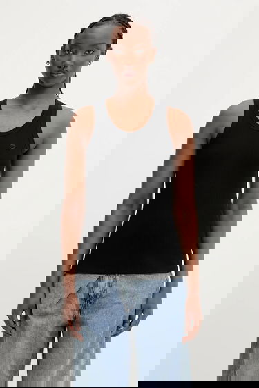 Tanktop Coperni Coperni Rib Logo Tank Top Sort | COPJS12F5033, 0