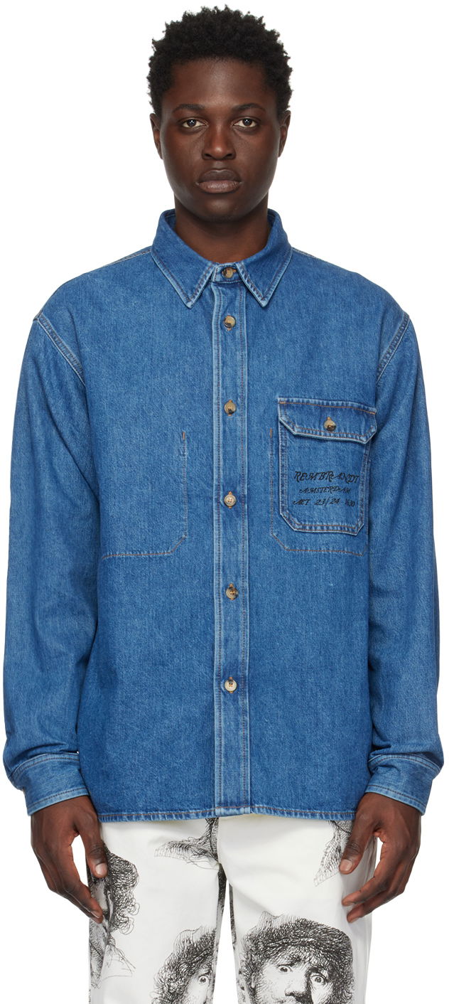 Jakke JW Anderson Blue Printed Denim Jacket Blå | SH0231-PG1240, 0