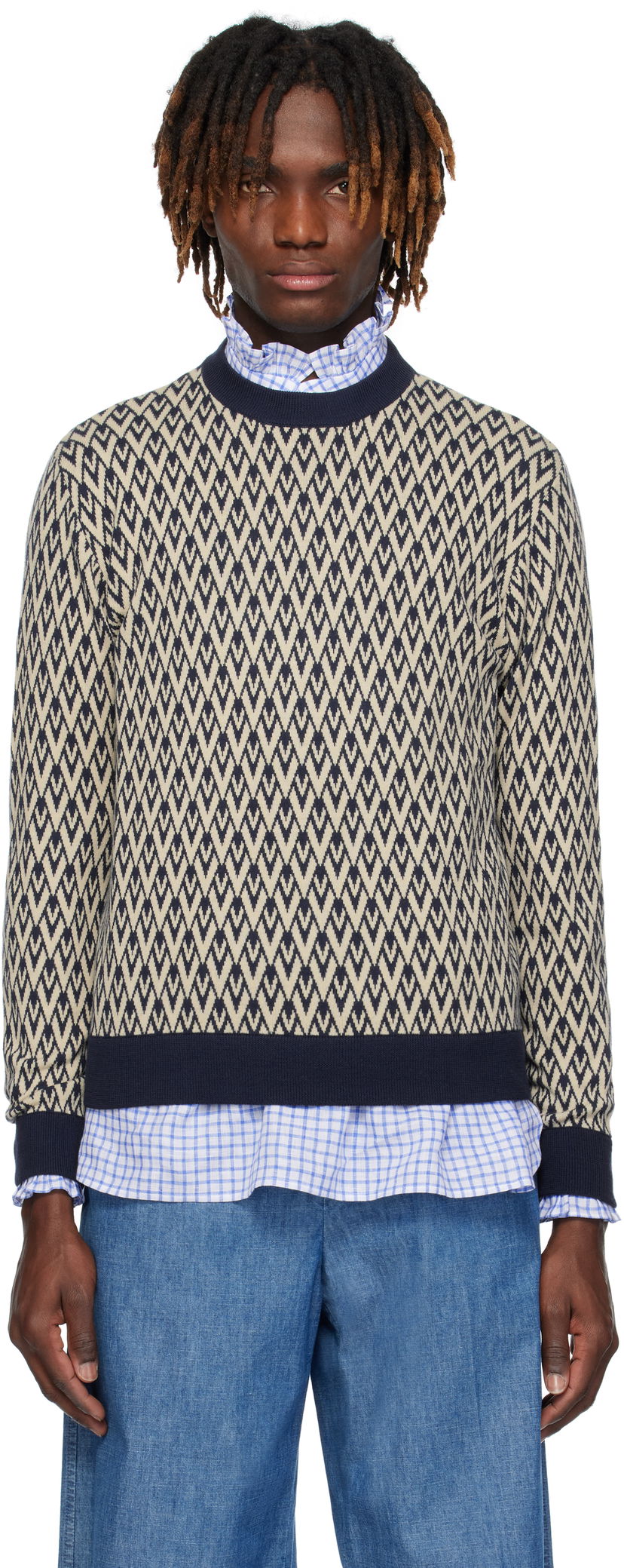 Sweater Valentino Valentino 'Toute La V' Patterned Sweater Beige | 6V3KC33KAR0