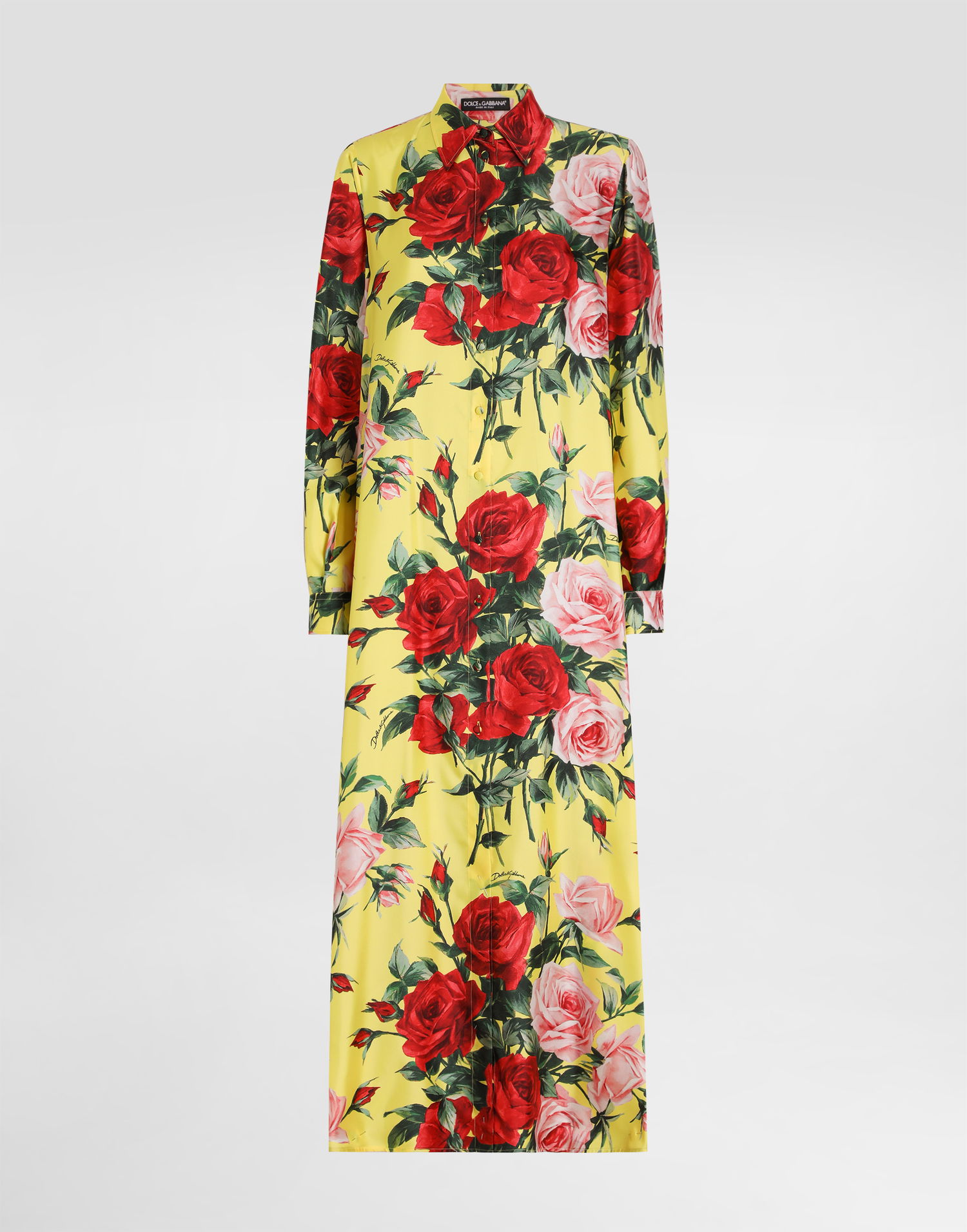Kjole Dolce & Gabbana Dolce & Gabbana Silk Satin Caftan with Rose Bouquet Print Gul | F6DJPTIS1XHHG5JD, 0
