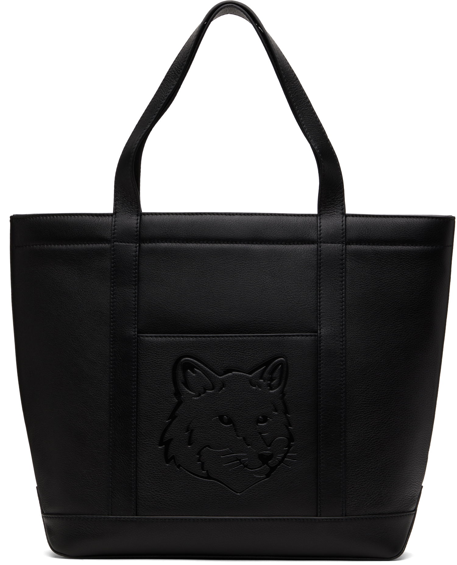 Mulepose MAISON KITSUNÉ Maison Kitsuné Fox Head Leather Medium Tote Sort | OW05110LC0045, 0