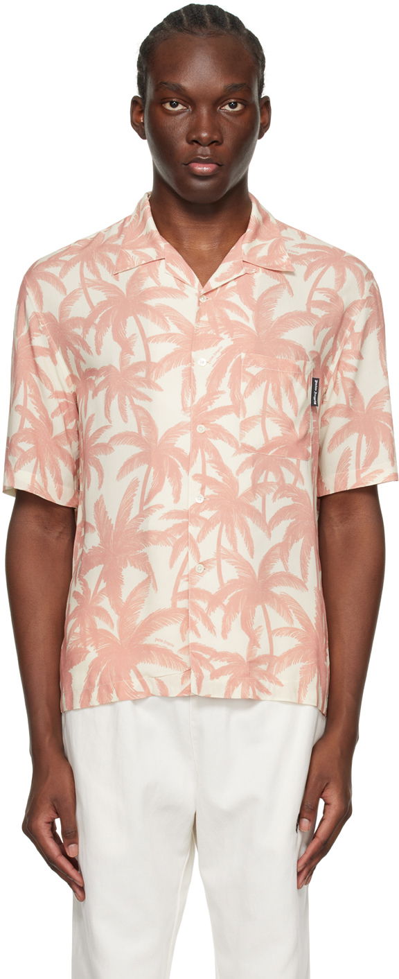 Skjorte Palm Angels Palms Allover Shirt Beige | PMGG005R24FAB0010330, 0