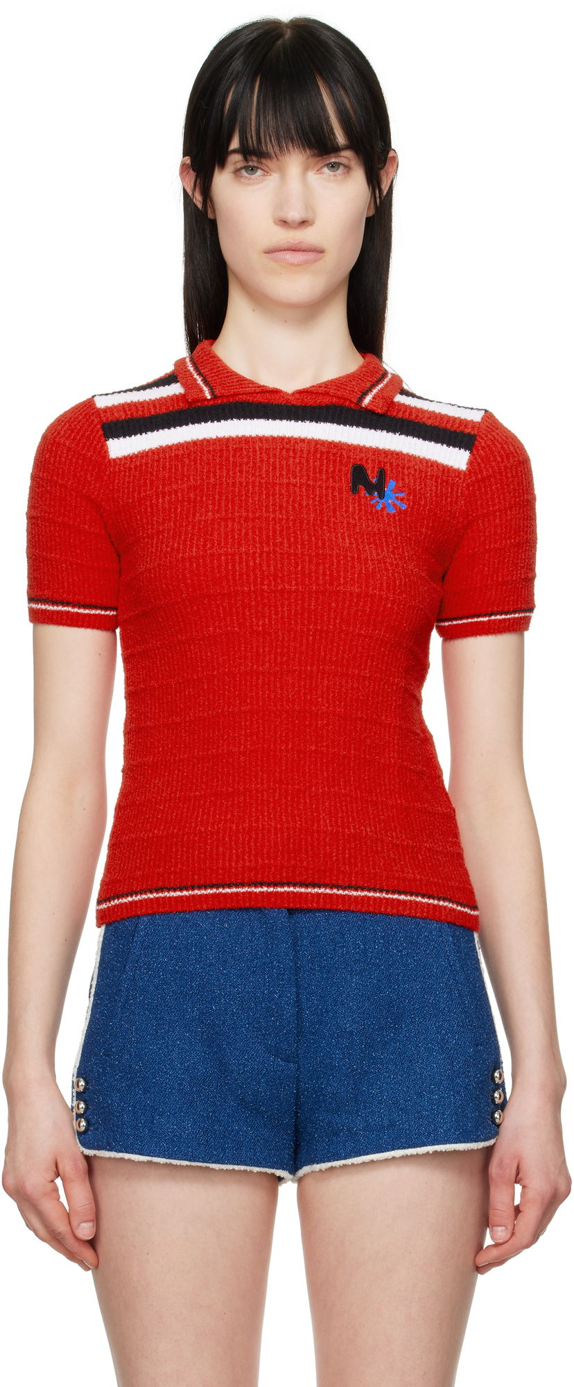 Polo skjorte MSGM MSGM Embroidered Logo Polo Rød | 3841MDM202 257289