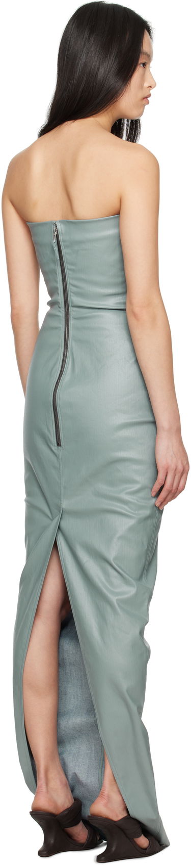 Kjole Rick Owens Rick Owens Hollywood Bustier Denim Gown Grøn | RP01E7524 SCT, 2