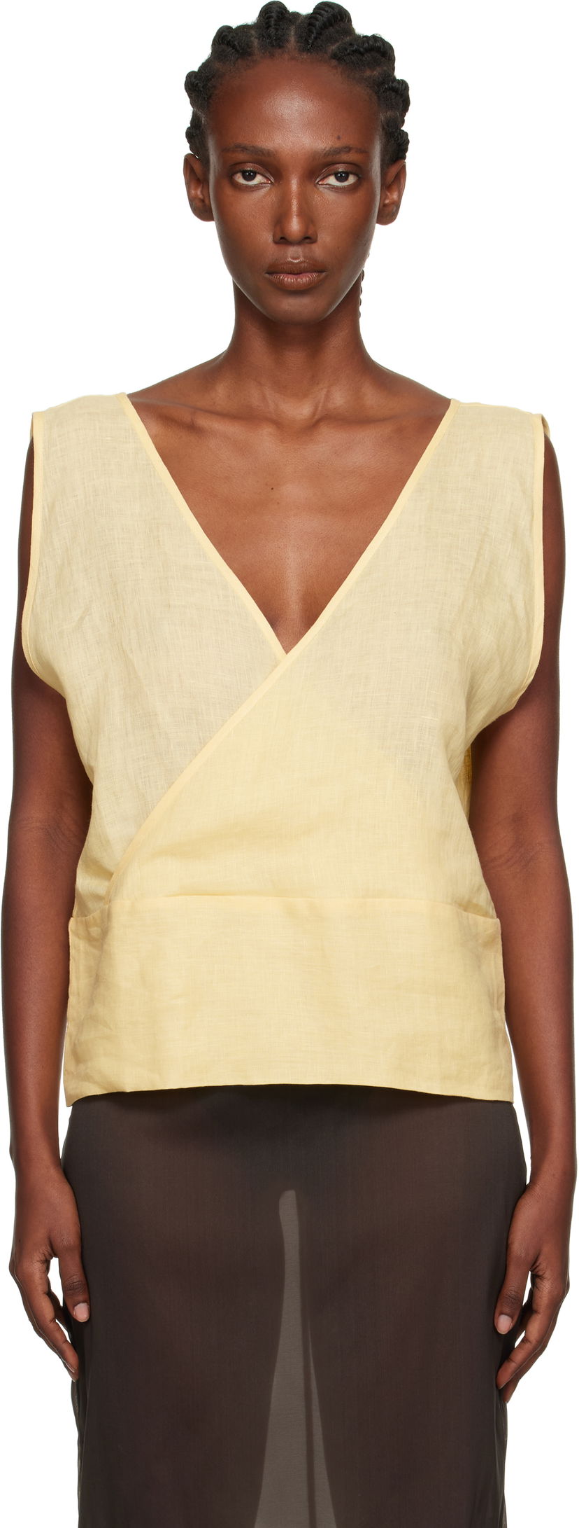 Tanktop Baserange Baserange Garlin Wrap Linen Top Gul | TSGA-FL-AU25