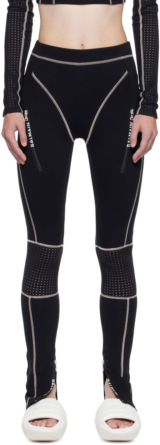 Leggings Balmain Balmain Contrast Stitch Leggings Sort | YF1PD034JD58