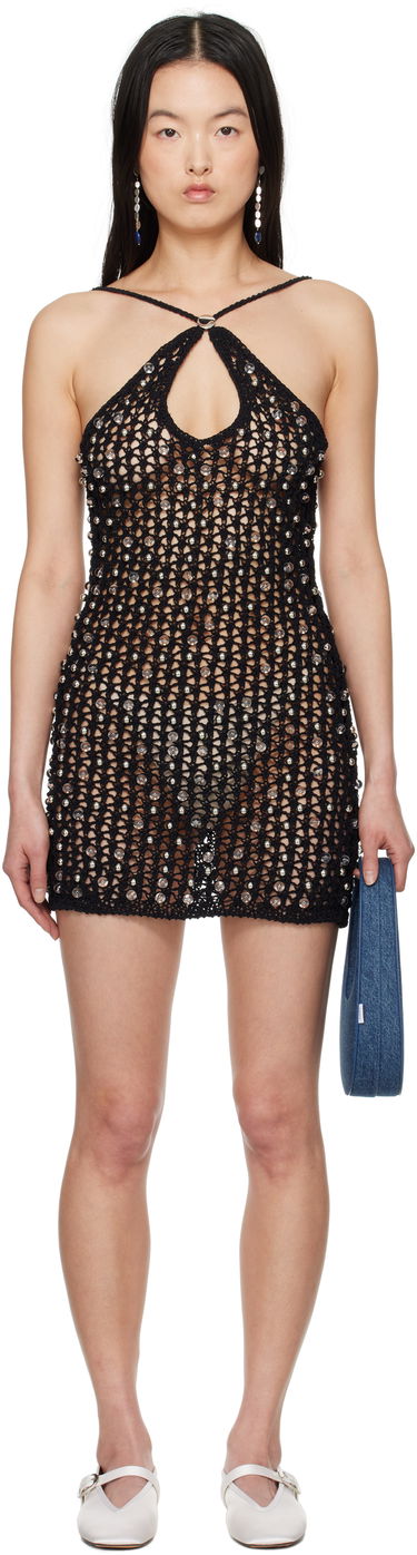 Kjole Coperni Coperni Beaded Knit Mini Dress Sort | COPML130Y3013, 0