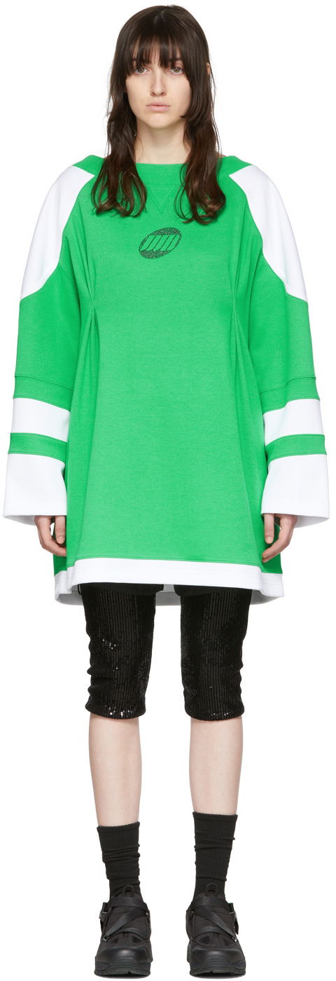 Sweater We11done We11done Cotton T-Shirt Dress Grøn | WD-TO1-22-567-W-GR