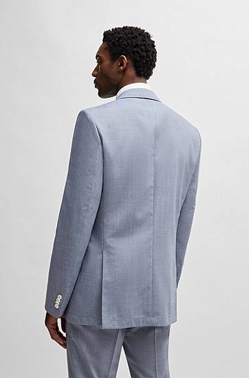 Jakke BOSS Slim-Fit Patterned Wool-Blend Suit Jacket Blå | 50540712, 1
