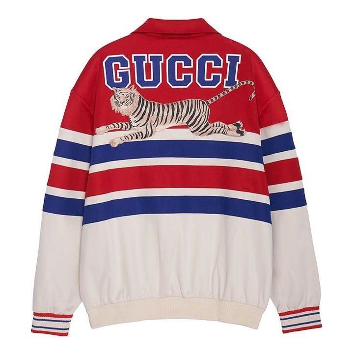 Sweatshirt Gucci Tiger Patch Collared Sweatshirt Rød | 683513-XJD3R-6116, 0