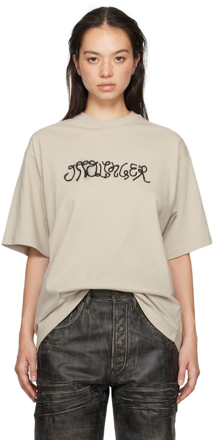 T-shirt Ottolinger Ottolinger Oversized Puffy Logo T-Shirt Beige | 1150102121