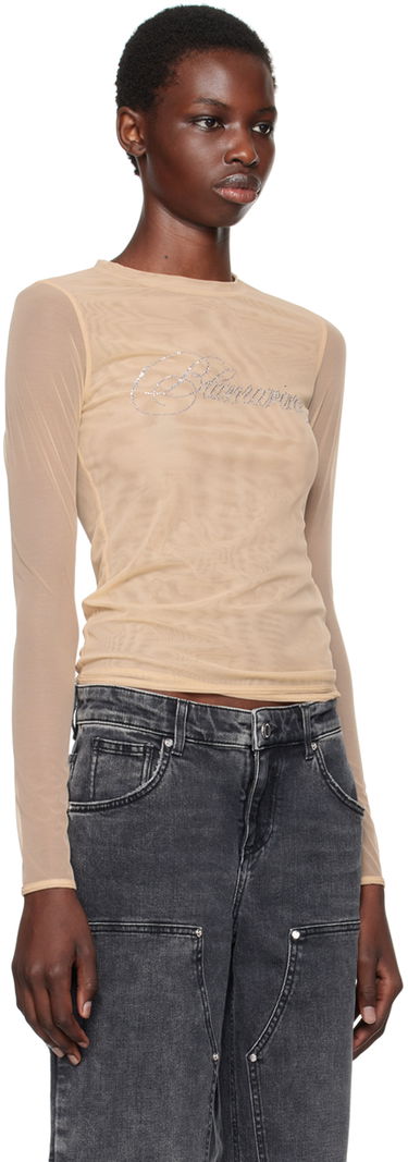T-shirt Blumarine Rhinestone Long Sleeve T-Shirt Bourgogne | A422T074A, 4