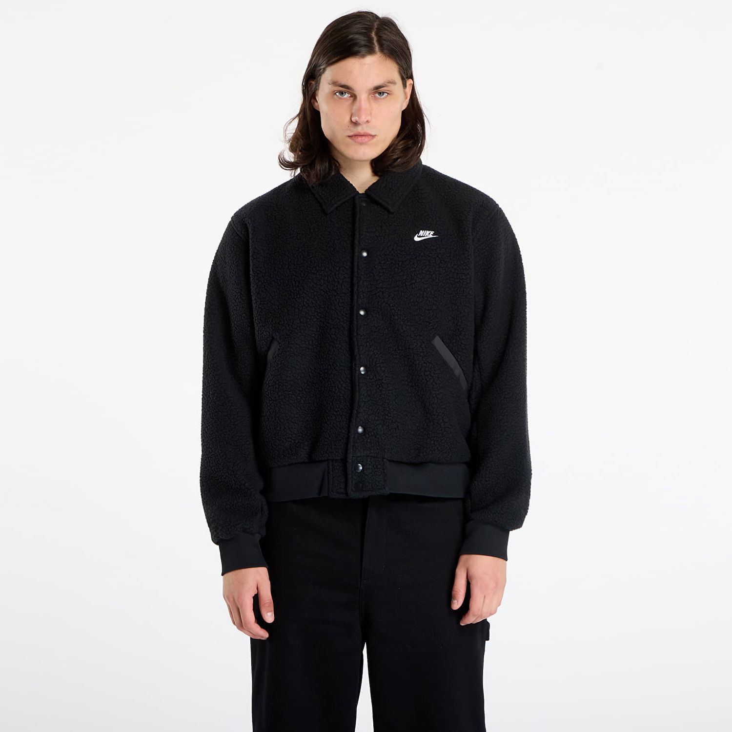 Jakke Nike Sportswear Club High-Pile Fleece Coaches Jacket Sort | HV1429-010, 0